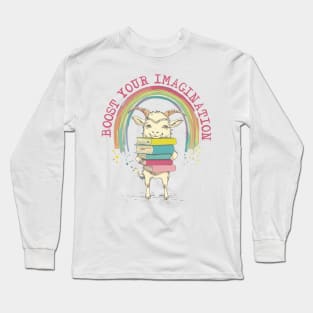 Kids books boost your imagination goat Long Sleeve T-Shirt